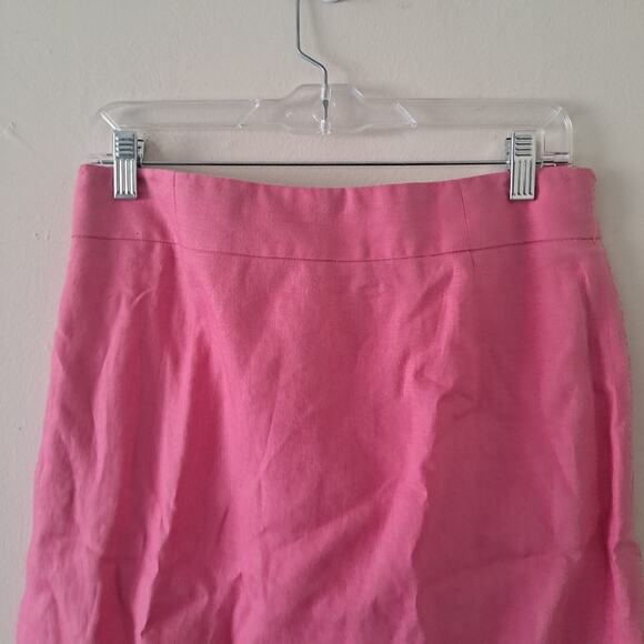 J. Crew Pink Women's 100% Linen Knee Length Straight Skirt with Lining -10 - Picture 8 of 11